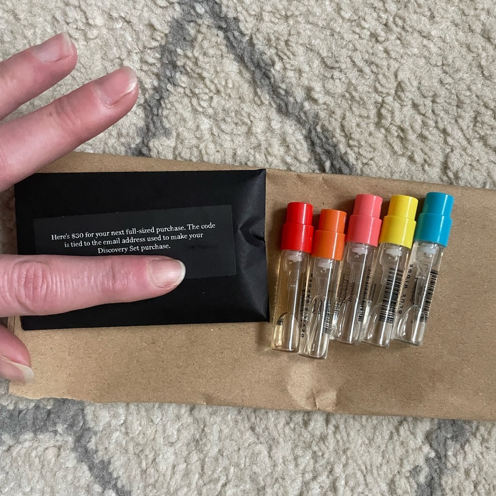 Colorful Perfume Sample Set: each sprayed once
